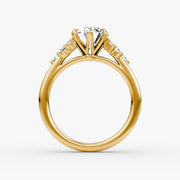 Oval Cut - Plain Band - Cluster Ring - 14 K Gold